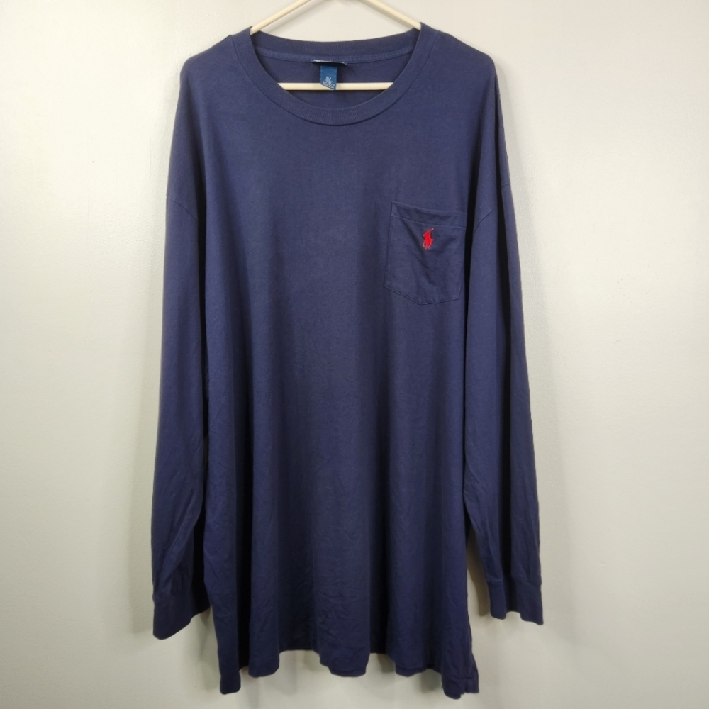Polo Ralph Lauren Mens Long Sleeve Minimalist Crew Neck Single Pocket Tee 2XB